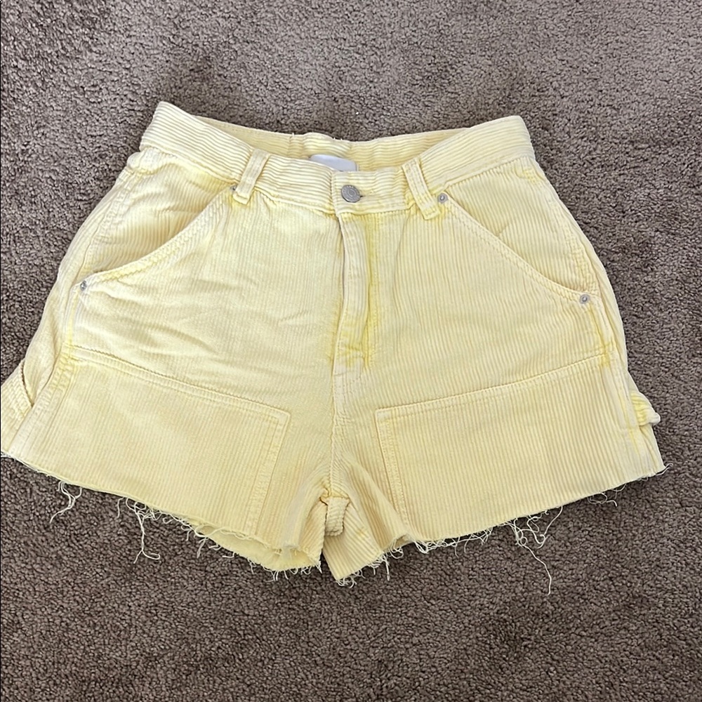 Yellow Corduroy Women's Shorts